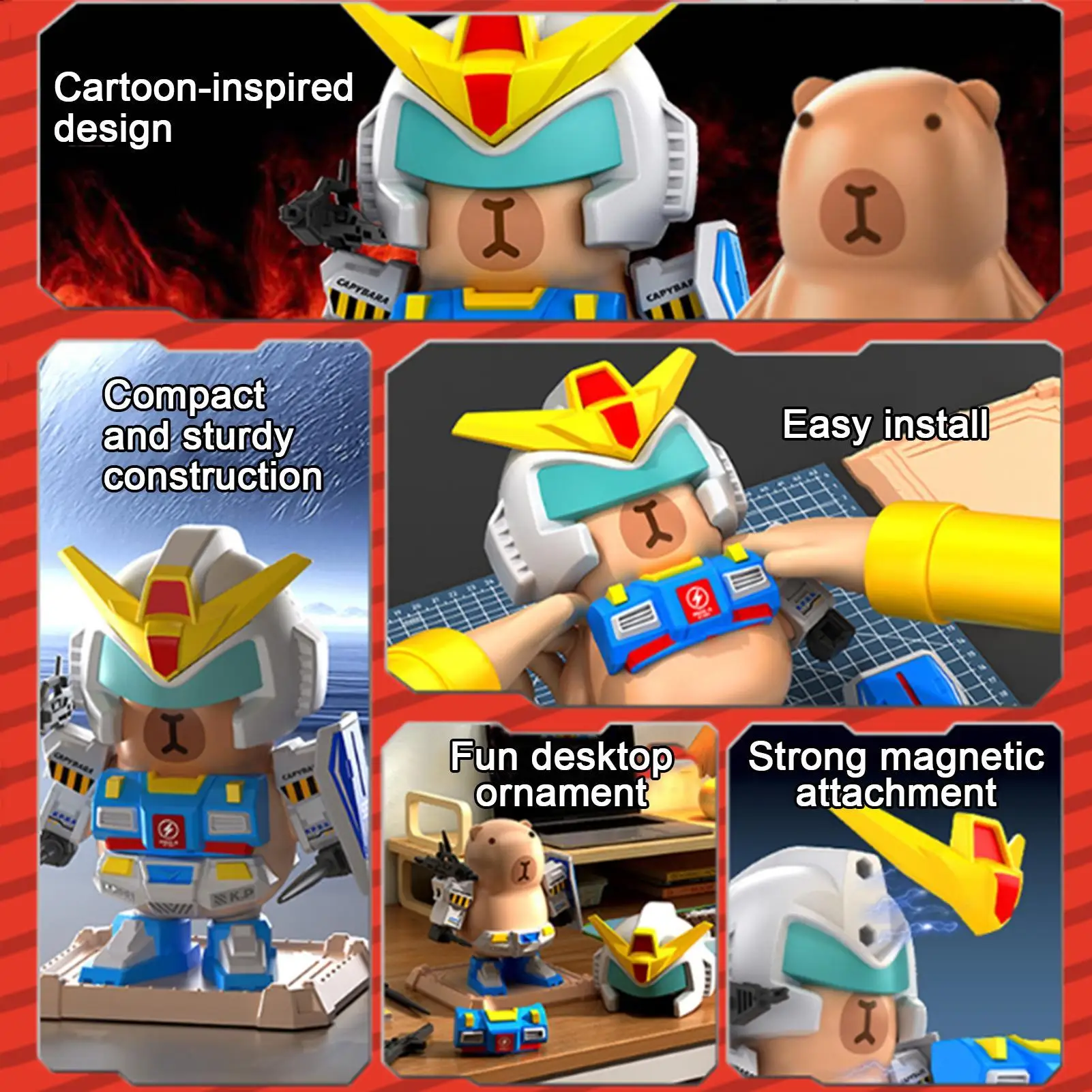 كابيبارا ألعاب مكعبات البناء المغناطيسية المحمولة ألعاب متململة قابلة للبناء روبوت أشكال حيوانات للأطفال هدية عيد الميلاد والكريسماس