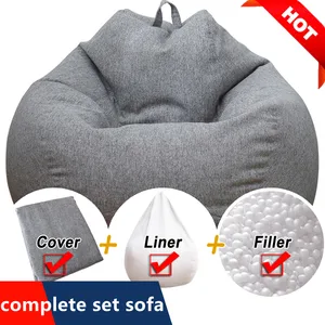 Nicht ausgestopfte graue Bohnensack Riesenstuhl Sitzsack Pofe Sofa Puffing Puff Otoman Futon Room 12 Hauptverkaufsofa entspannen - №2