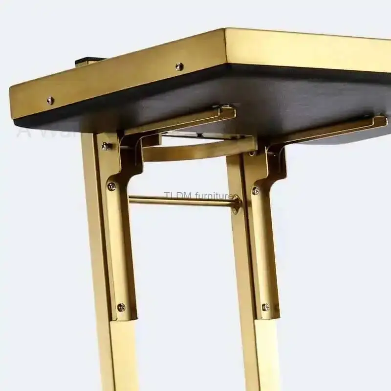 

with Stainless Wheels Steel Auxiliary Cart Beauty Salon Dyeing Trolley Cart Folding Bar Car Barber Shop Double Layer Trolleys