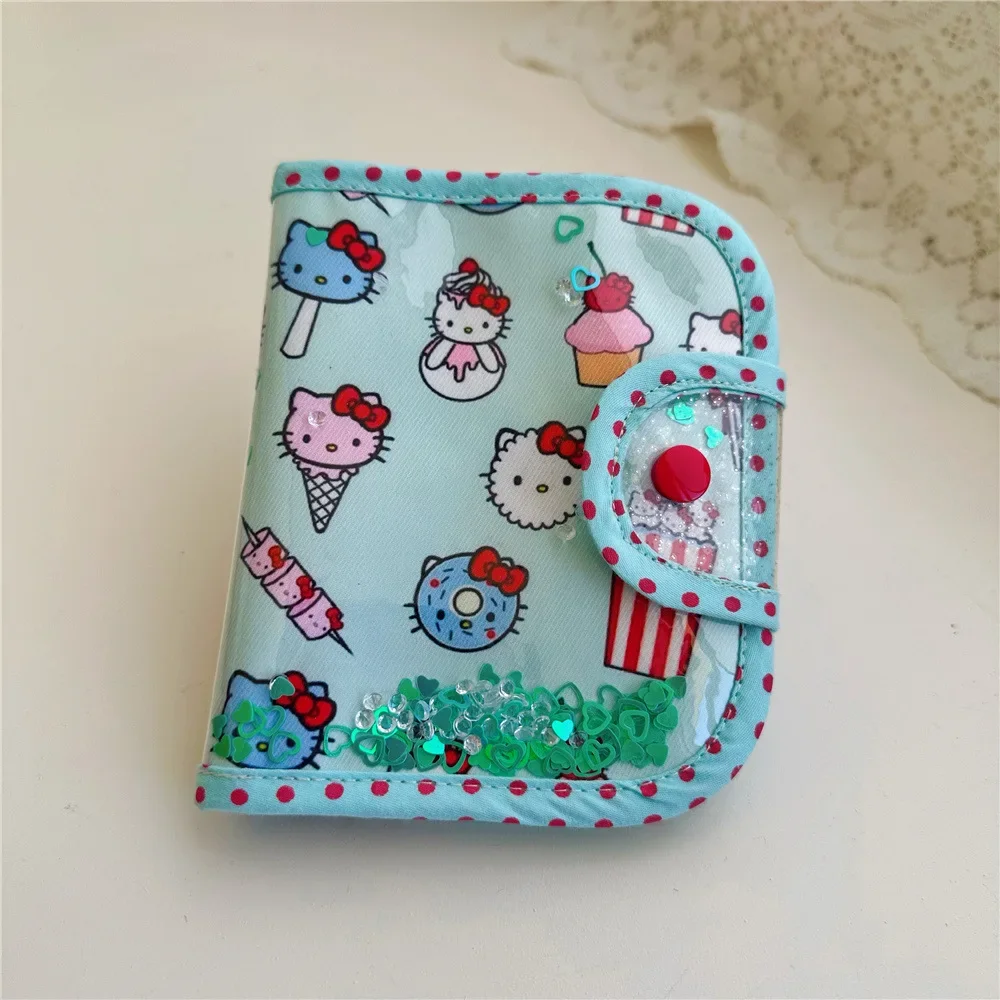 Hello Kitty Anime Kawaii Sanrio Ins Fashion Portable Handbag Cute Cartoon Folding Card Bag Wallet Lovely Gifts for Girls