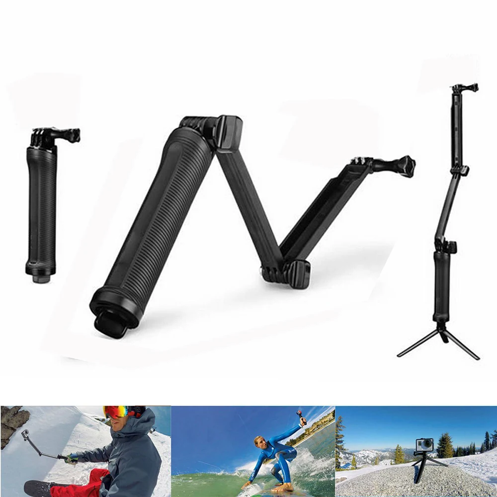 Faltbare 3 Weg Grip Wasserdichte Einbeinstativ Selfie Stick Für Gopro Hero 9 8 7 5 6 4 10 SJ Xiaomi yi Action kamera Stativ Zubehör