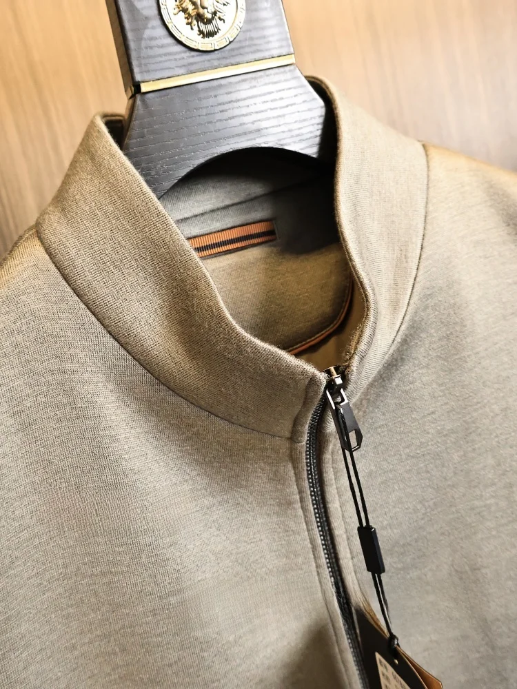 High-End Wool Blend Men's Fashion Jacket Stand Collar Spring Autumn  Color Business Style Youth Outerwear Coat