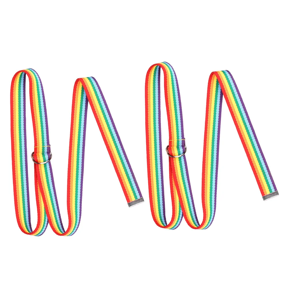 

2Pcs Rainbow Weaving Waist Belt D-Ring Design Trendy Waistband for Women Jeans Dresses Colorful Waist Wrap Women Belts for Jean