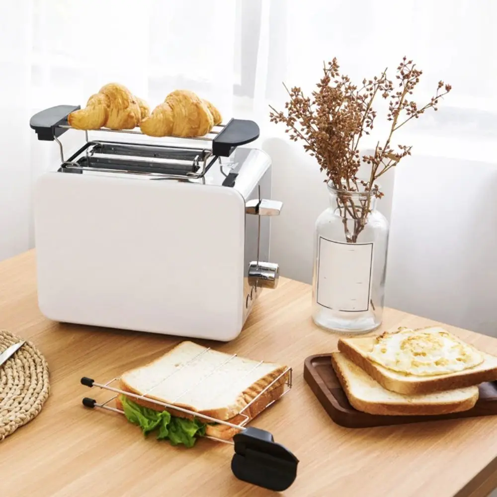 Stainless Steel Toaster Grill Rack Anti-scald Handle Professional Toast Slice Holder Heat-resistant Sandwich Holder Breakfast