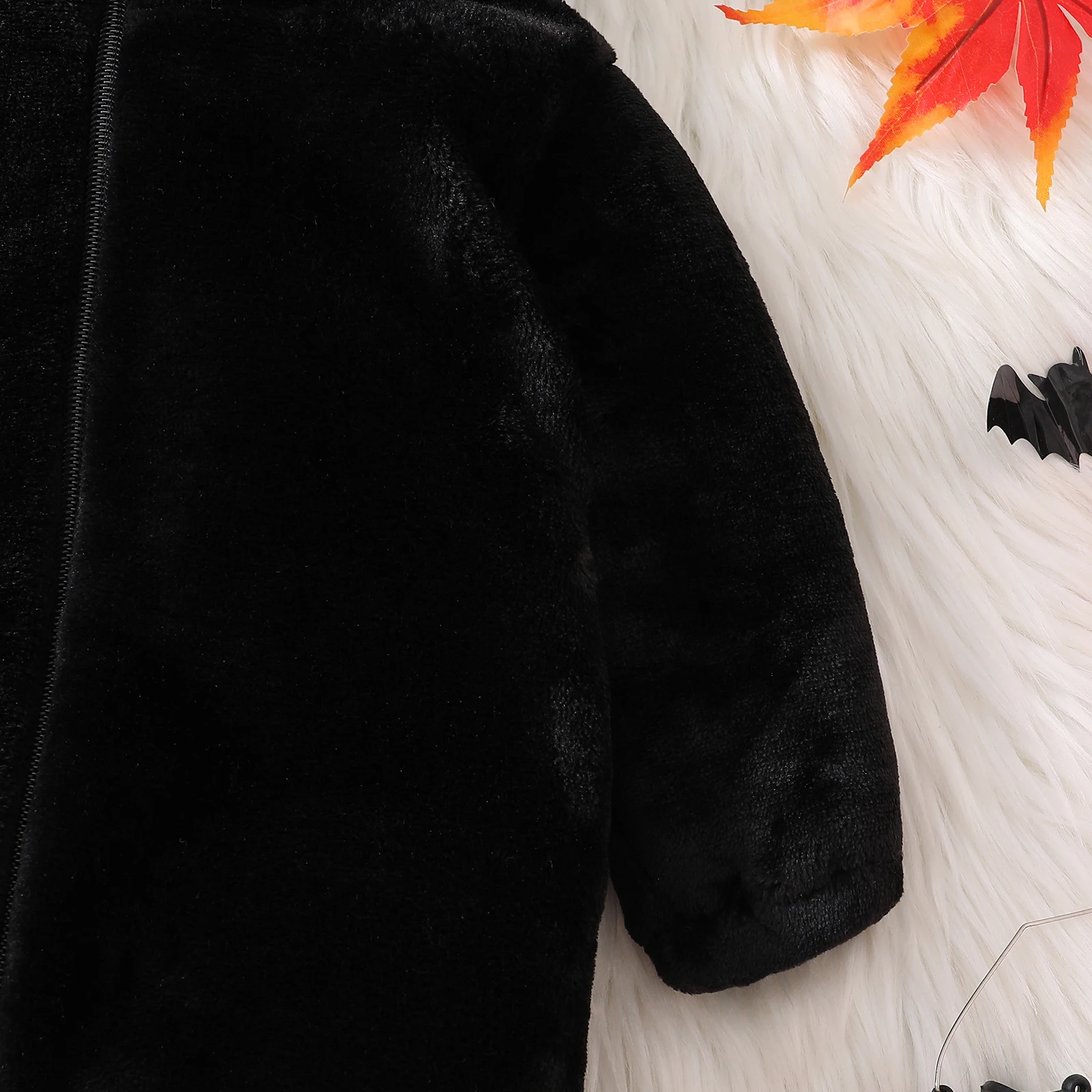 VISgogo طفل القطة السوداء هالوين زي الشتاء الدافئة طويلة الأكمام مقنعين رومبير لطيف الدافئة الرضع بذلة #5