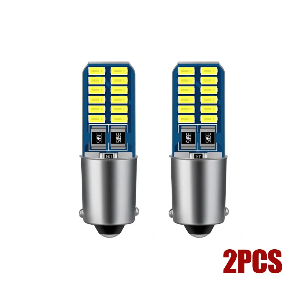 2pcs White LED H6W T4W Car Light Bulb T2W T3W H5W Car Reverse Lights Parking License Plate Light Auto 12V Electronic Accessories