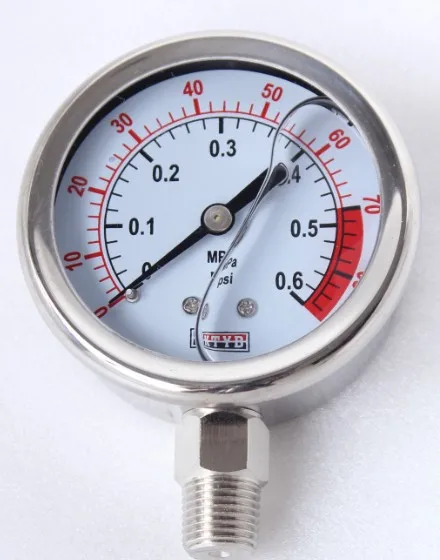 Y100 outer diameter 100mm oil-filled and shock-resistant stainless steel shell pressure gauge