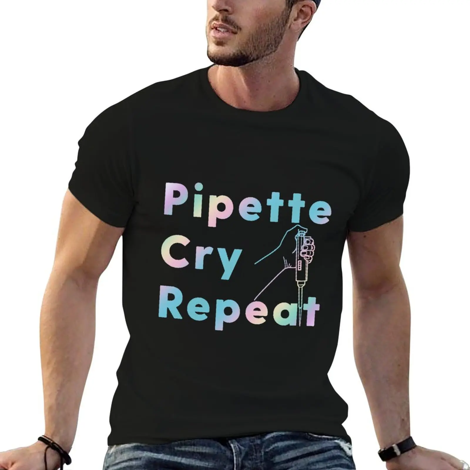 

PCR Pipette Cry Repeat Holographic T-Shirt street wear custom t shirt summer clothes oversized t shirts for men