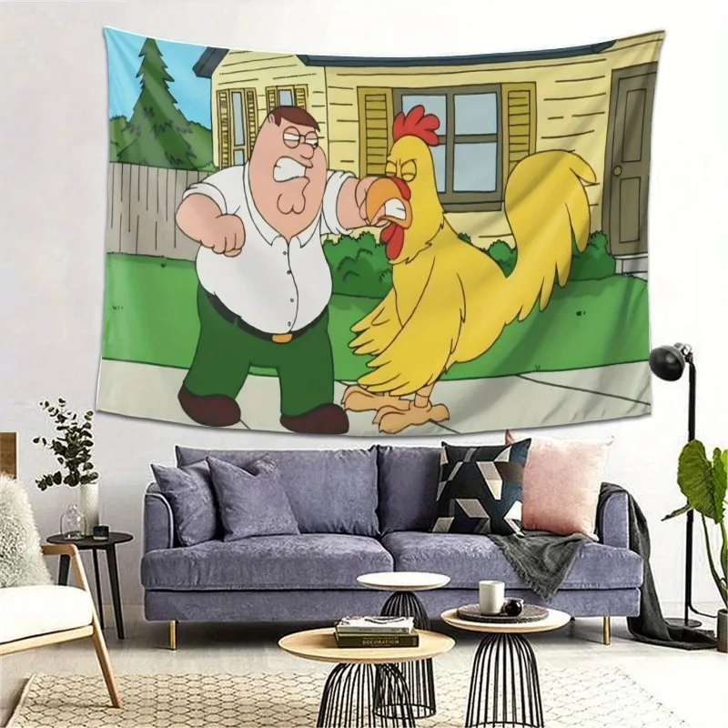 

Family and Guy Peter Griffin Vs The Chicken Polyester Tapestry Durable Fade-Resistant Horizontal Wall Hanging for Bedroom Dorm