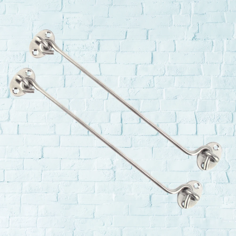 

2pcs 16Inches Stainless Steel Windproof Hook Durable Cabin Door Hook Heavy Duty Metal Buckle Rustproof Long Lasting Smooth