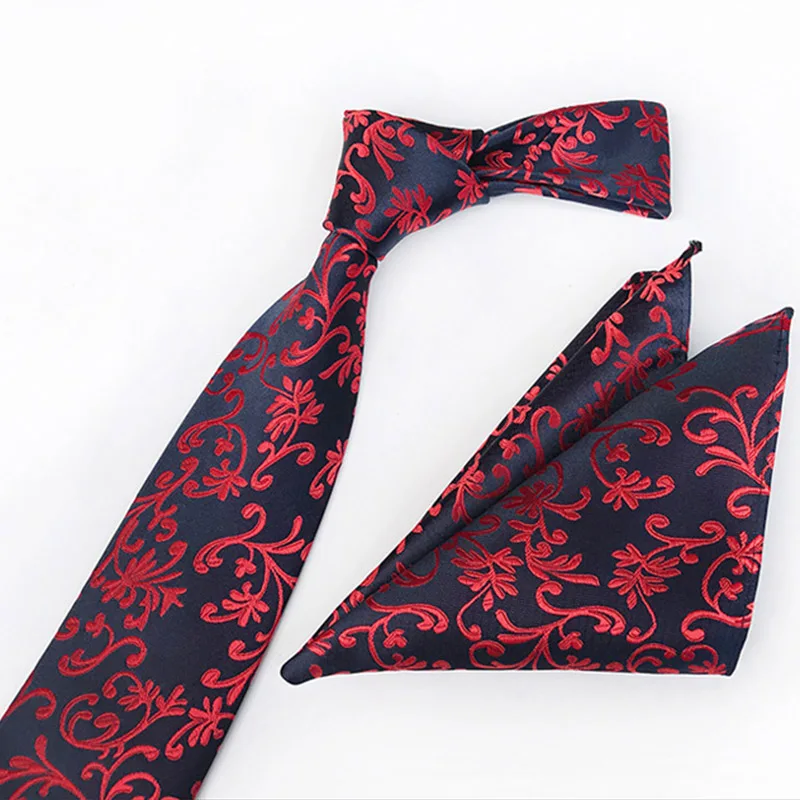 RBOCOTT Fshiom 8cmTie Set Silk Jacquard Weave Neck Tie Neck Tie and Handkerchief For Men Gift Recreational Set