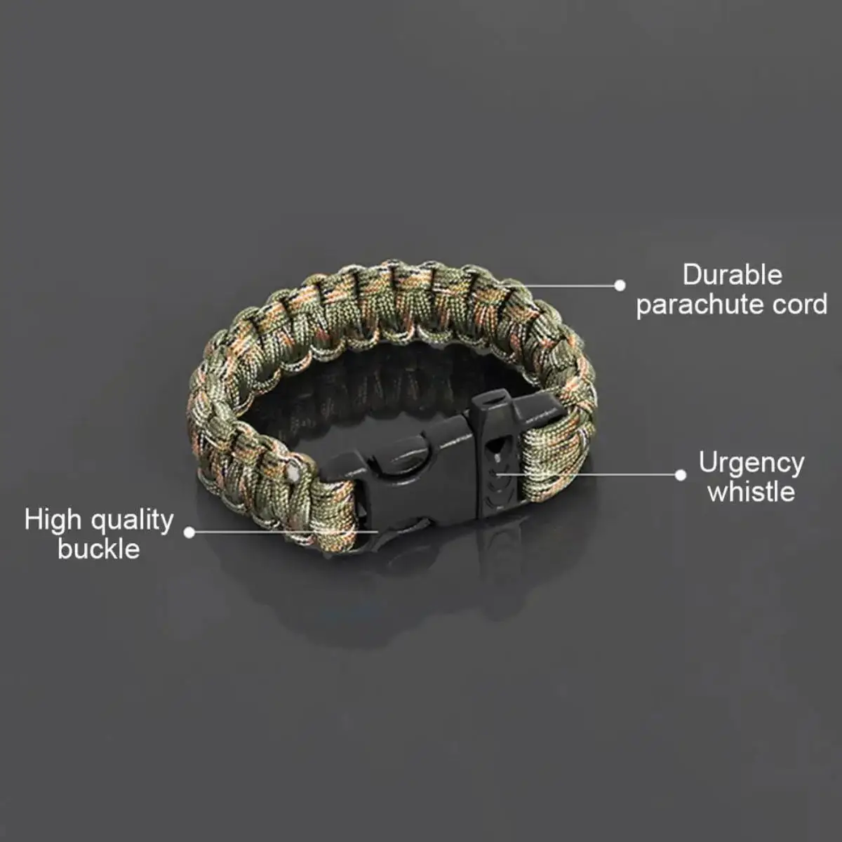 1 Outdoor Emergency Lifesaving Hand Rope Seven Core Umbrella Rope High Score Whistle Bracelet Wristband Survival Bracelet Hand W