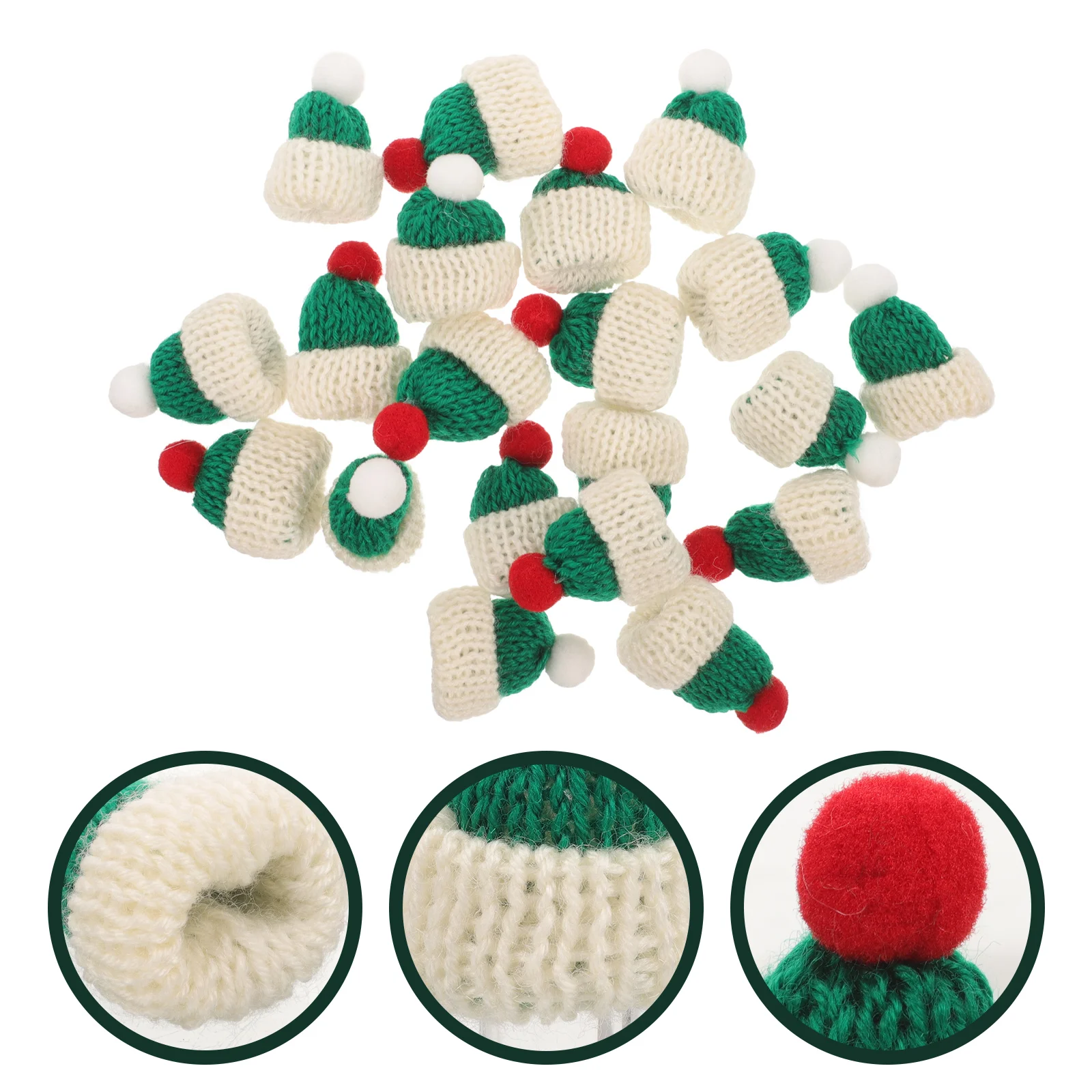 

20 Pcs Woolen Beanie Mini Christmas Ornaments DIY Craft Supplies Hats for Crafts Knitting Tiny