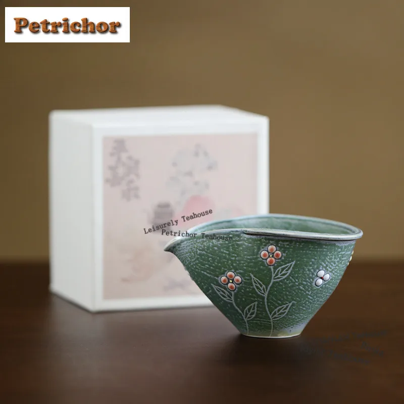 130ml Turquoise Green Kiln Fambe Gourd Tea Pitcher Divide Tea Cha Hai Dispenser Justice Cup Fair Mug Tea Ceremony Supplies Gift
