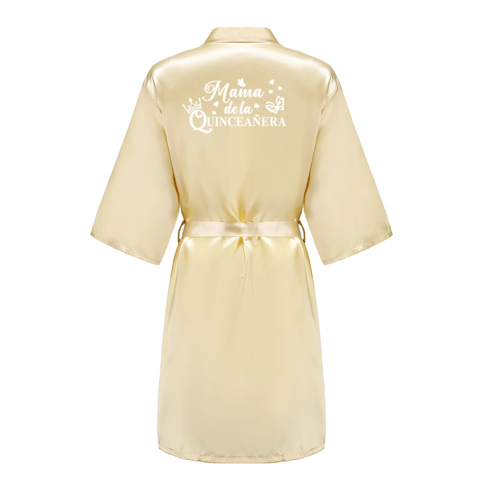 Rose Gold Princess Sweet 15 Years Girl Birthday Party Robes Quinceanera Robe Mis XV Bathrobe Satin Nightgown image 6