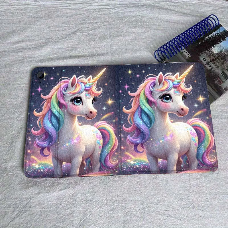 حافظة كمبيوتر لوحي لطيفة على شكل وحيد القرن لهاتف سامسونج جالاكسي تاب A A7 A8 A9 A11 S6 S11 Lite Plus 10.1 10.4 10.5 بوصة