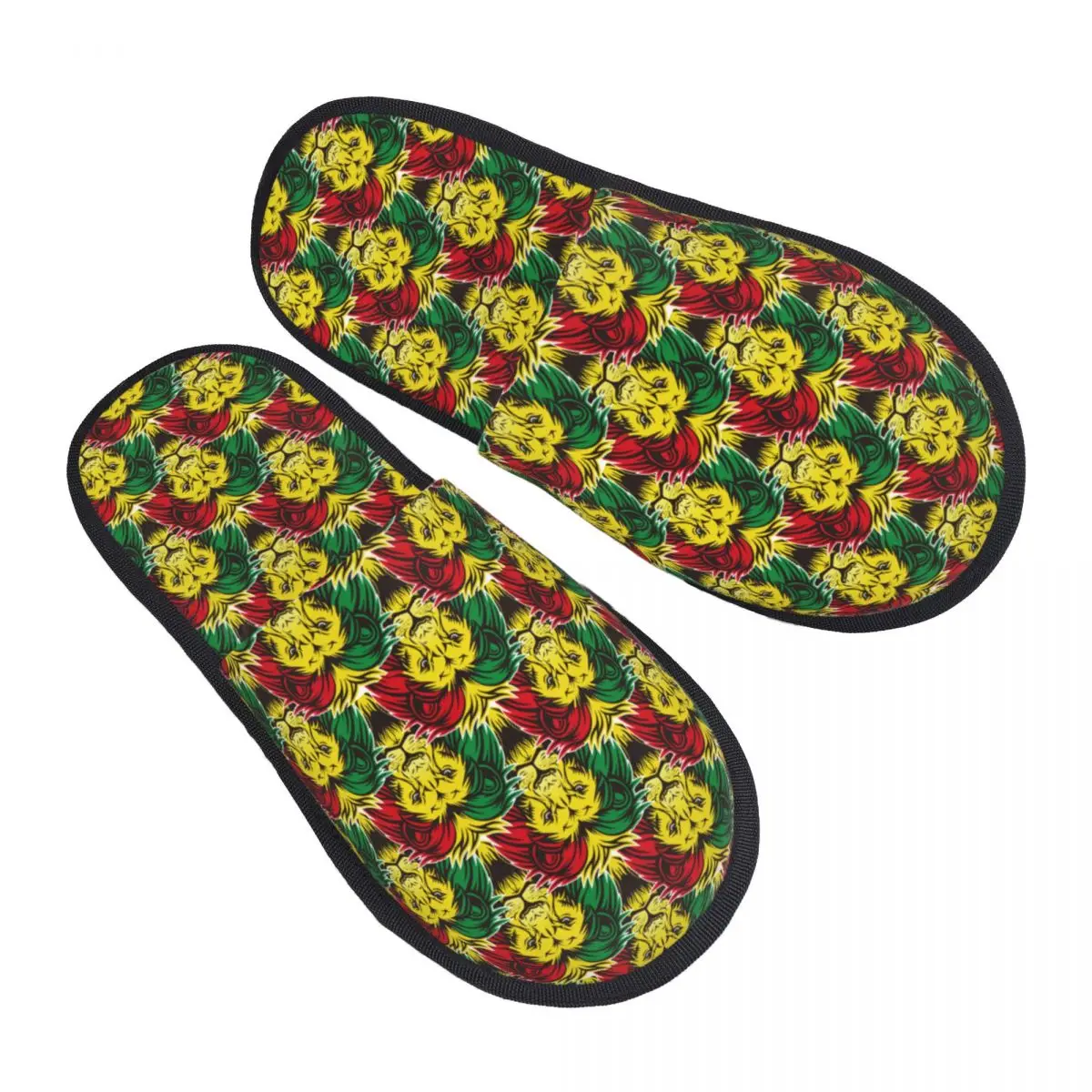 Jamaican Reggae Rastafari Lion Head Rasta House Slippers Bedroom Soft Memory Foam Slippers Non Slip