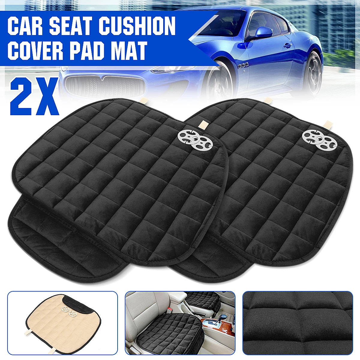 1/2PCS Universal Breathable Flax Front Car Seat Cover Fabric Cushion Protector Mat Pad Auto Interior Truck SUV Van