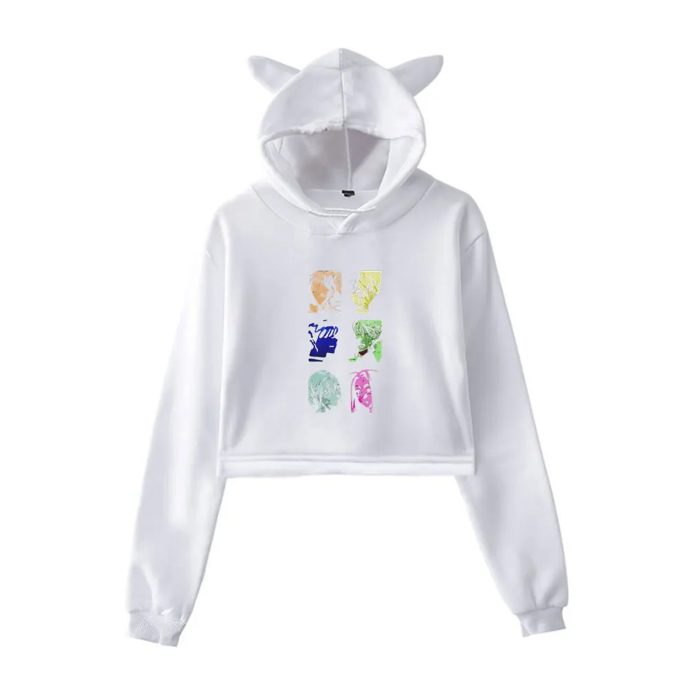 Alien Stage Merch Vintage anni '90 Streetwear logo Felpa con cappuccio Felpe con cappuccio per ragazze Cat Ear Crop Pullover sportivo alla moda