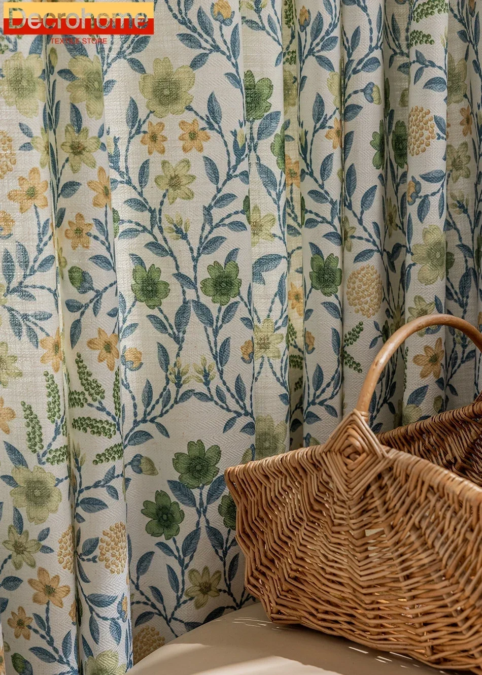 

Пасторальные шторы с принтом растений и цветов из хлопка и льна для гостиной, спальни, французского окна, балкона, шкафа, домашнего декора