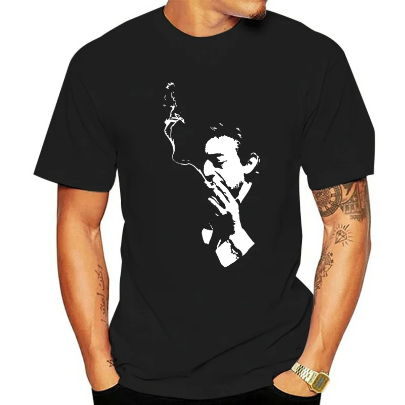 Men T shirt Serge Gainsbourg French Pop Rock T Shirt Summer Short Sleeve Shirt Cotton High Quality Black Tops S-4XL women