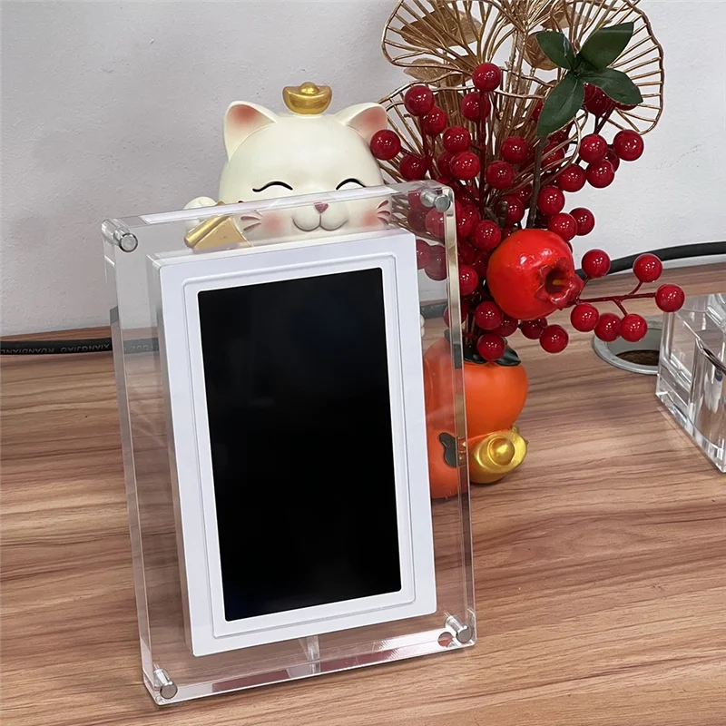 GROCE-IPS 디지털 사진 사진 프레임(음악 동기화 LED 주변 조명 자동 회전 4GB 비디오/사진 재생 미국 플러그 포함)