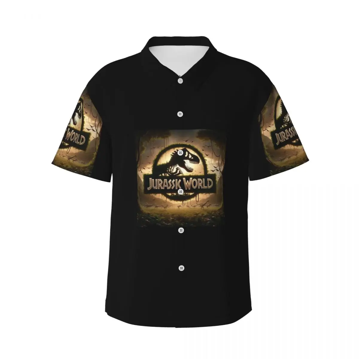 

Мужские рубашки с принтом динозавра Парка Юрского периода, гавайская рубашка с коротким рукавом, модные топы на пуговицах для летнего пляжа
