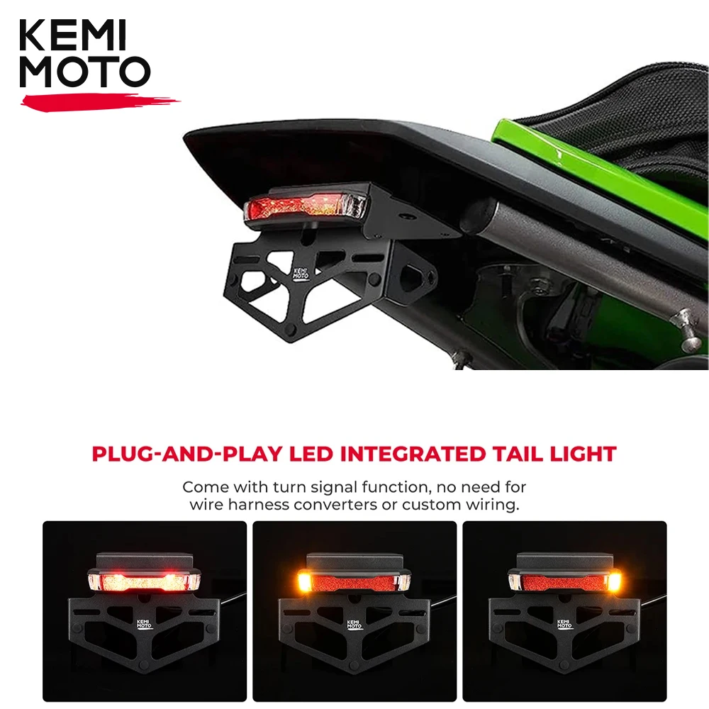 

For Kawasaki KLX300 2021 2022 2023 License Plate Holder Fender Eliminator With LED Rear Tail Tidy Off-road Motorcycle KLX300SM