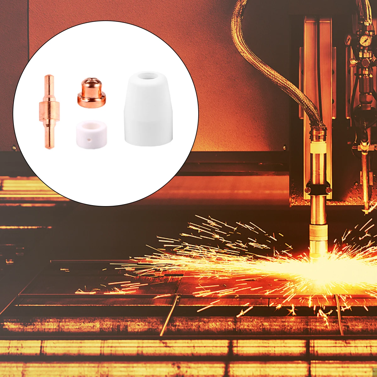 

46pcs Cutter Nozzle Kit Copper Electrode Tips Corrosion Resistant Durable Replacement For Plasma Machine Consumables