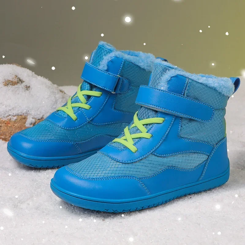 

Winter Children's Wide Toe Barefoot Boots Waterproof Children's Snow Boots Boys Girls Comfortable and Warm Fur Snow Hiking Boots
