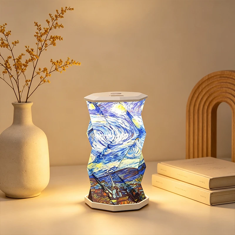 Aesthetic Foldable Twist Paper Lamp Rechargeable Touch Control Art Decor Night Light Living Room Bedside Office Desk Decor
