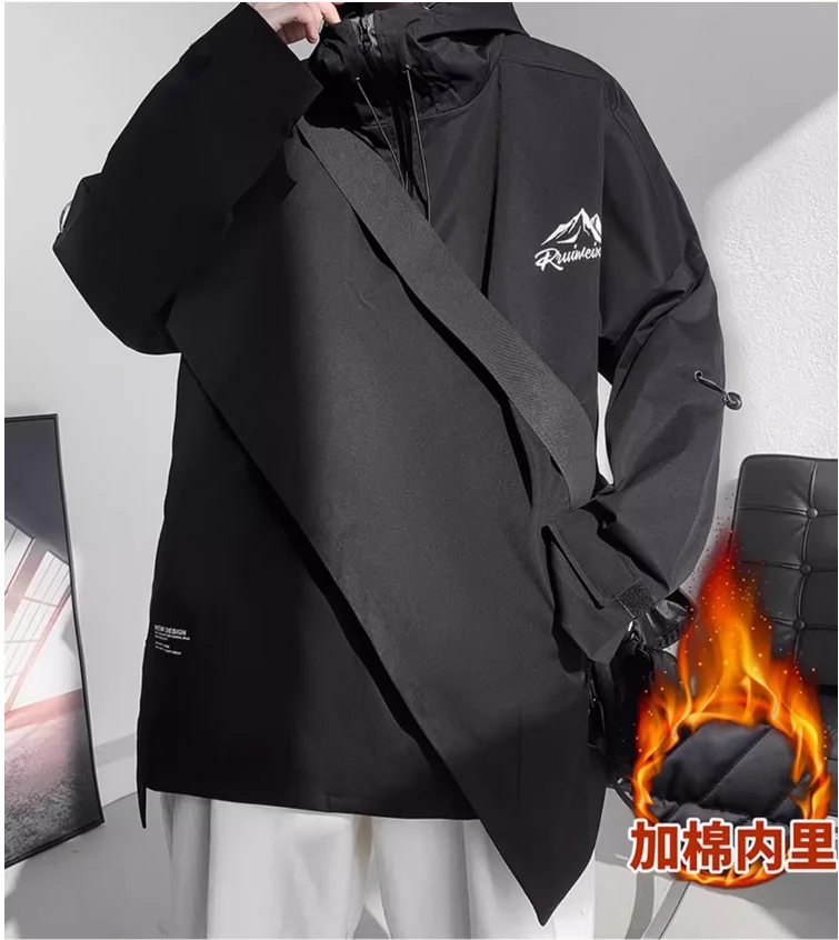 

Irregular niche design with functional style hooded men's jacket