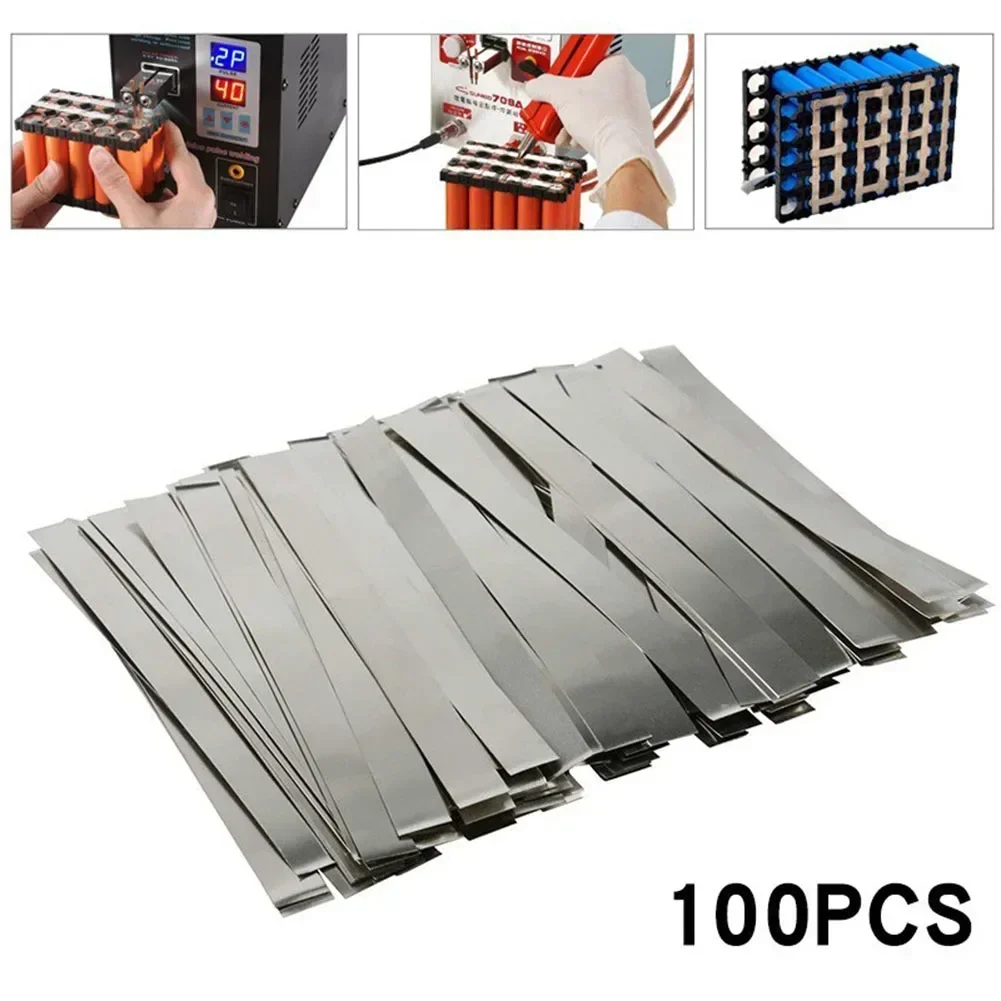 100pcs Solid Nickel-plated Strip Li-ion Battery Nickel Sheet Plate Battery Connecting Sheet Spot Welding Machine Battery Welder