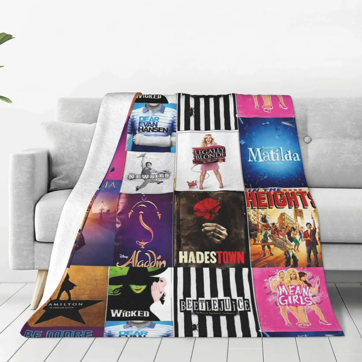 Musical Playbill Collage Blankets Flannel Lightweight Sofa Throw Blankets For Couch Bedding Travel Throws Bedspread Quilt