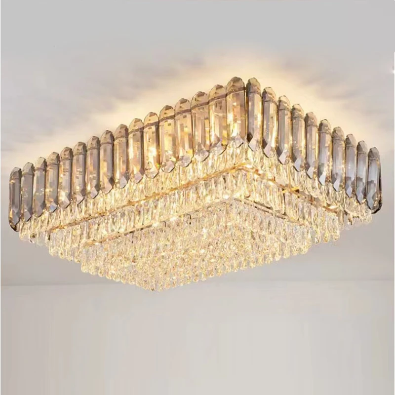 Modern Living Room Light LED Crystal Ceiling Light Three Color Dimming Living Room Restaurant Hotel Light Hall Light Lighting