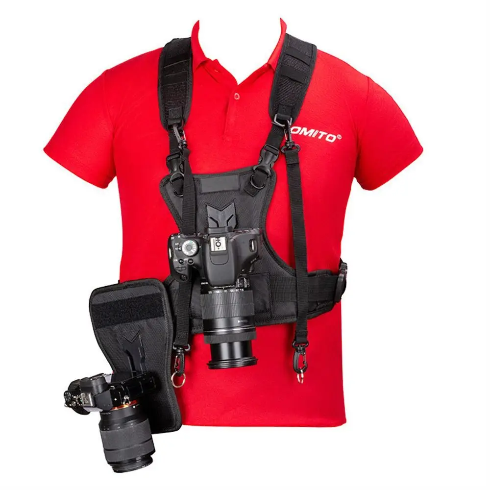 Multi Dual 2 Camera Harness Vest Chest Harness System Quick Strap Camera Carrying Strap Secure Straps with Side Holster