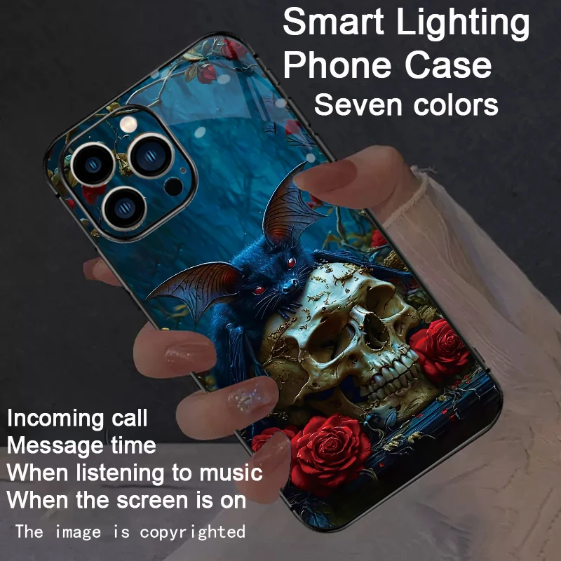 هالوين تحت عنوان القلعة مضيئة الحالات الهاتف لسامسونج S21 S22 S23 S24 S25 FE زائد الترا A35 A54 A55 هيكل جمجمة LED غطاء