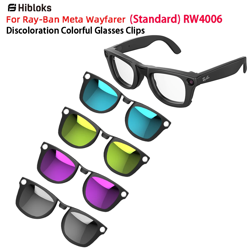 Hibloks For Ray-Ban Meta Wayfarer Standard Glasses Clip Colorful Polarized Sunglasses lenses Anti-Glare UV Protection RW4006