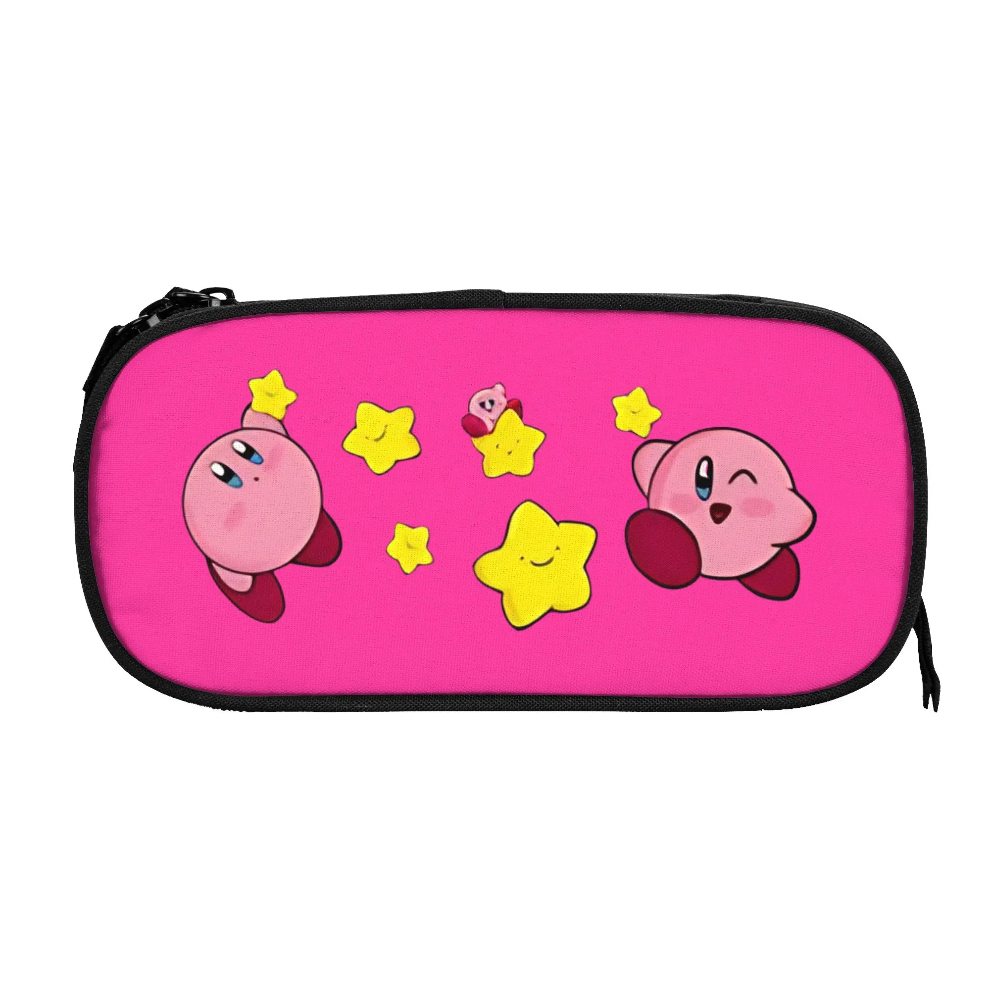 

pink kirbys funny game Pencil Case Double Layer Large-capacity For School Pencil Bag Suprise Gift