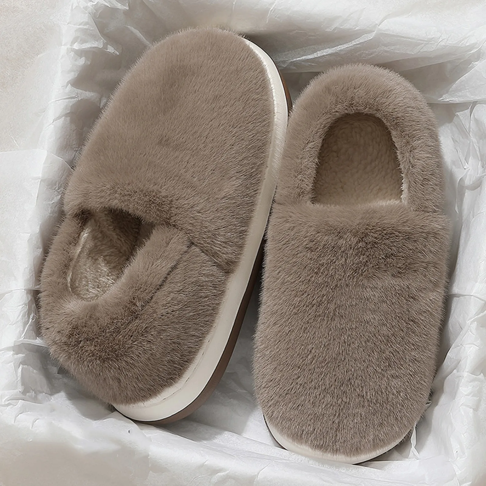 2024 New Cotton Slippers Couple Home Non-Slip Thick Bottom Warm Plush Shoes Men Women Wrap Heels Slip On Slippers For Home Use