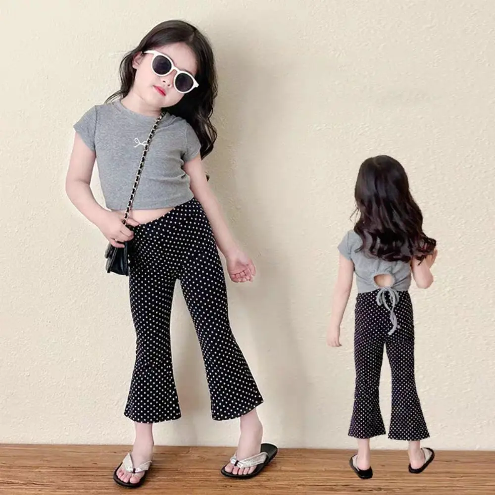 

Temperament Lace Up Teens Bow T-shirts Short Sleeve Korean Style Slim Crop Top Summer Sweet Girl's Top Children