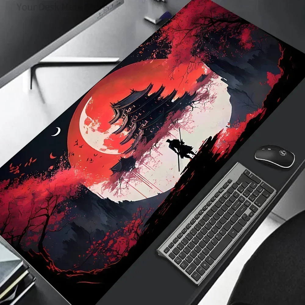 Japan Samurai Black Mouse Pad Large Computer Gamer Table Mat Laptop Desk Mats PC Mousepad .Non-slip Rubber keyboard Pads - view 2