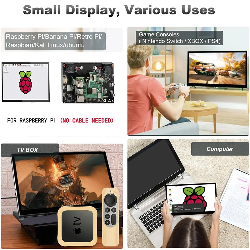 Raspberry Pi 10.1 Inch Touchscreen Monitor 10.1 "1024X600 Ips Hdmi-Compatibel Met Dubbele Luidsprekers Voor Raspberry Pi 3b +/4b/Ps4/Pc