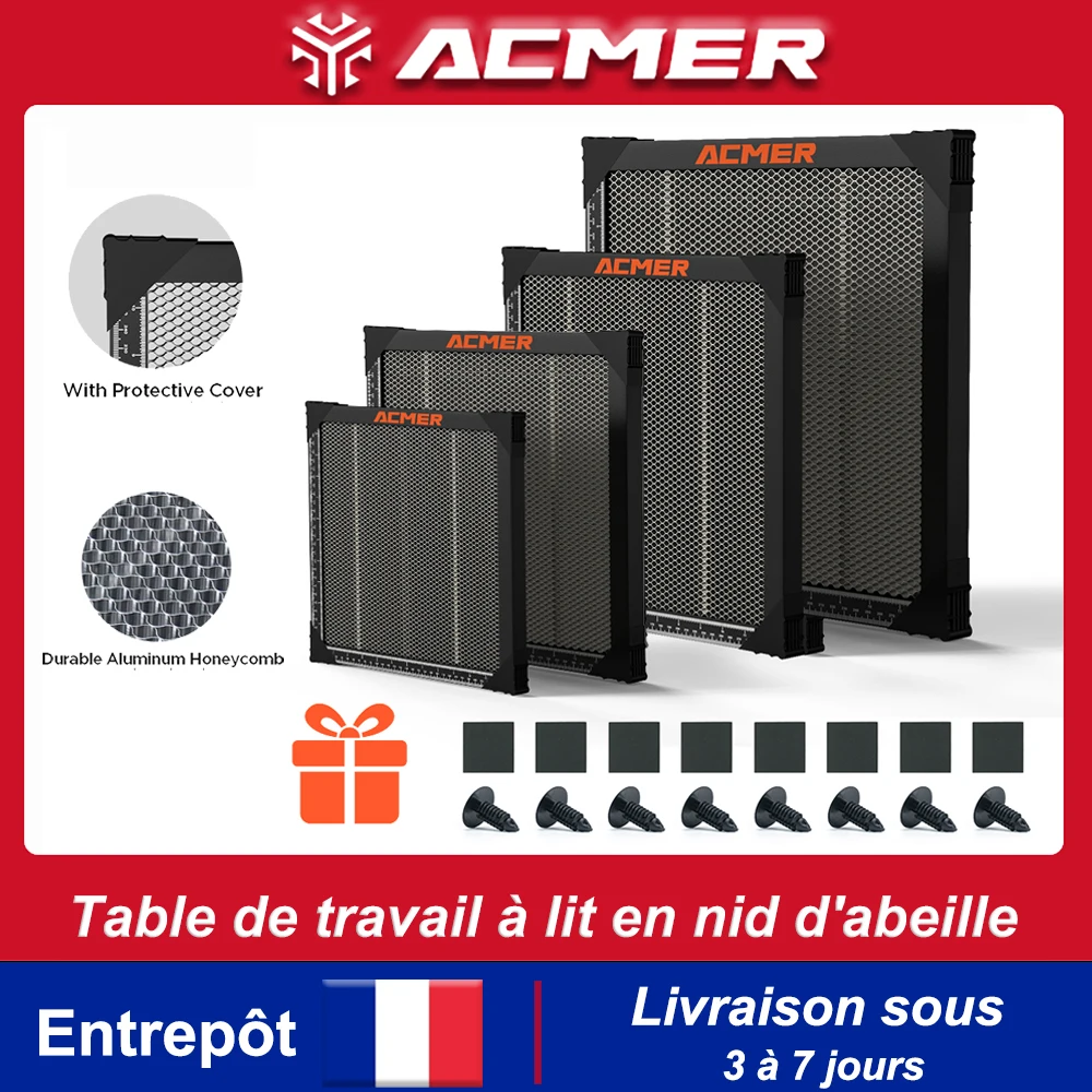 Table de travail universelle en nid d'abeille ACMER pour équipement laser, panneau de protection pour graveur laser CNC, accessoires de découpe.
