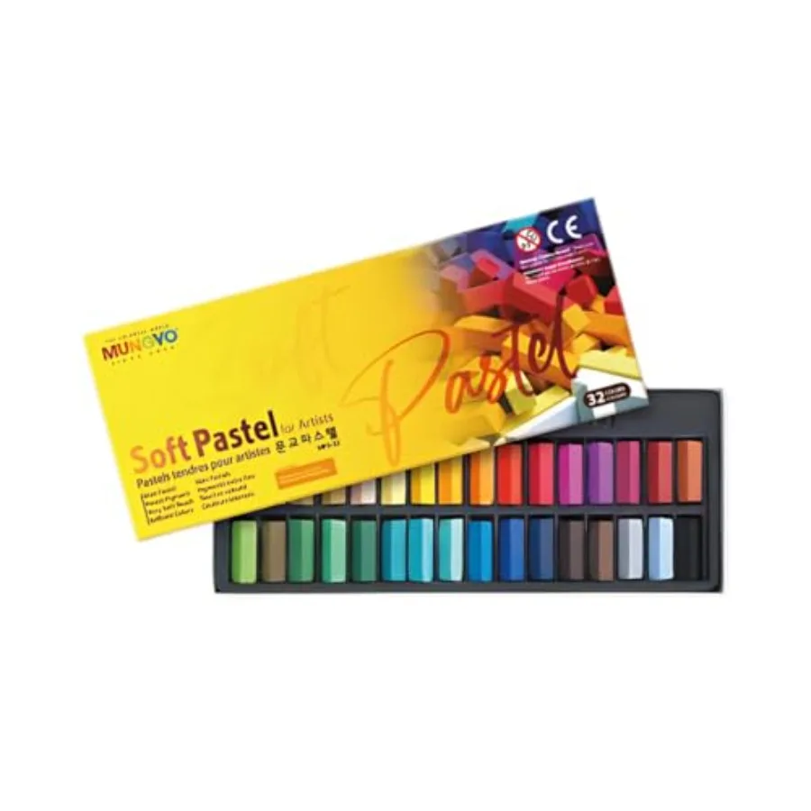 

Soft Pastel for Artists - 32 Vibrant Colors Professional Square Pastels for Drawing, Blending, and Shading