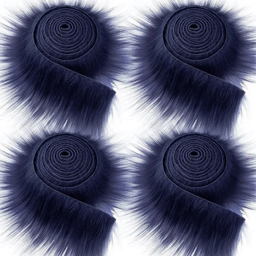 Multicolor Long Plush Fur Trim Fabric Roll