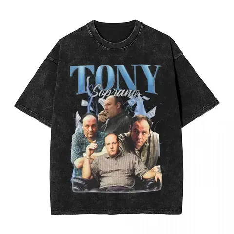 The Sopranos Tony Soprano T-shirt Vintage Washed Aesthetic Streetwear Unisex Oversized Summer Cotton Graphic Tee Clothing Top