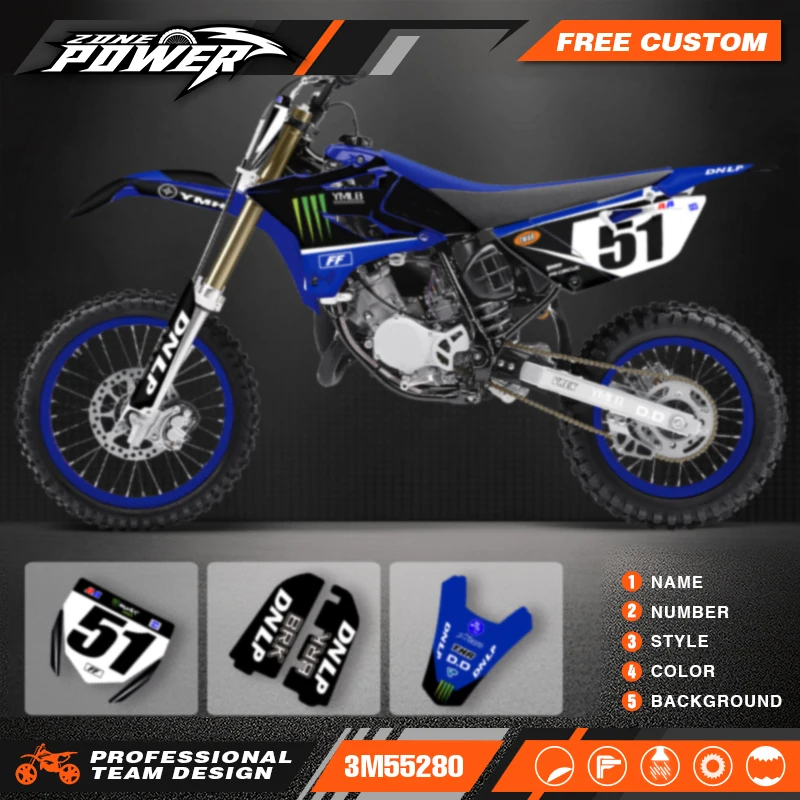 

Powerzone Custom Team мотоциклетные графические наклейки, наборы наклеек для YAMAHA YZ85 2015 2016 2017 2018 2019 2020 2021