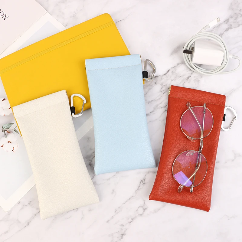 Soft PU Glasses Bag Sunglasses Case Carrying Bag Automatic Closed Eyewear Pouch Earphone Data Cable Storage Protective Cover