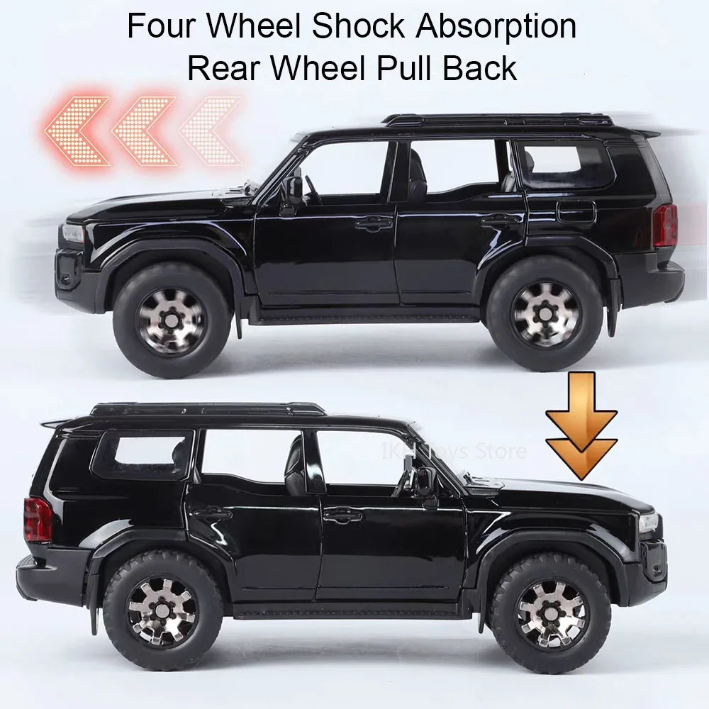 1:32 Prado Tacoma Modell Spielzeug Geländewagen Metalldruckguss Stoßdämpfung Türen Geöffnet Sound Licht Auto Spielzeug für Kinder Geschenke